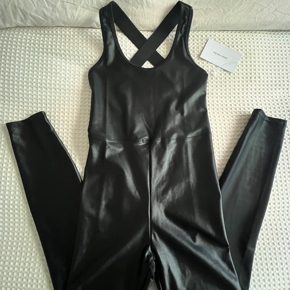 Liquid Leather Athletic Jumpsuit